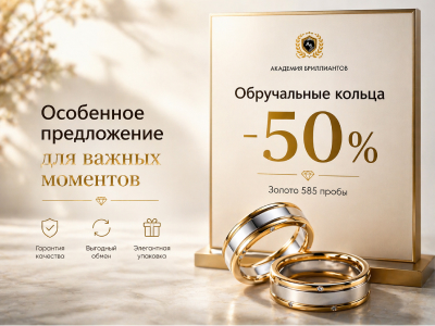 Обручальные кольца со скидкой до -50% в Sunlight